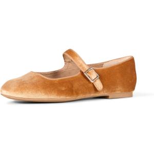 image:imageAmazon Essentials Womens Velvet Mary Jane Ballet Flat with Buckle StrapApricot Orange Velvet