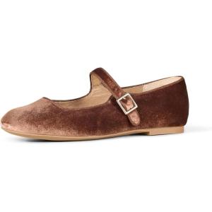 image:imageAmazon Essentials Womens Velvet Mary Jane Ballet Flat with Buckle StrapBrown Velvet