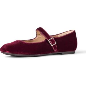 image:imageAmazon Essentials Womens Velvet Mary Jane Ballet Flat with Buckle StrapBurgundy Velvet