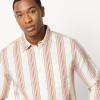 image:imageAmazon Essentials Mens RegularFit Long Sleeve Linen Blend ShirtBrick Red Textured Stripe