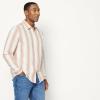 image:imageAmazon Essentials Mens RegularFit Long Sleeve Linen Blend ShirtBrick Red Textured Stripe