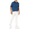 image:imageAmazon Essentials Mens RegularFit Short Sleeve Cotton Pique Polo Shirt Available in Big amp TallBlack Blue Stripe