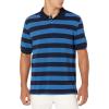image:imageAmazon Essentials Mens RegularFit Short Sleeve Cotton Pique Polo Shirt Available in Big amp TallBlack Blue Stripe