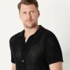 image:imageAmazon Essentials Mens RelaxedFit Short Sleeve ButtonDown Resort Knit Button Down ShirtBlack