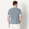 image:imageAmazon Essentials Mens RelaxedFit Short Sleeve ButtonDown Resort Knit Button Down ShirtDark Blue Stripe Knit