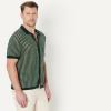 image:imageAmazon Essentials Mens RelaxedFit Short Sleeve ButtonDown Resort Knit Button Down ShirtDark Green Stripe Knit