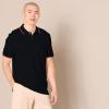 image:imageAmazon Essentials Mens SlimFit Cotton Pique Polo Shirt Short Sleeve CollaredBlack Thin Stripe