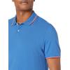image:imageAmazon Essentials Mens SlimFit Cotton Pique Polo Shirt Short Sleeve CollaredBlue Thin Stripe