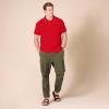 image:imageAmazon Essentials Mens SlimFit Cotton Pique Polo Shirt Short Sleeve CollaredRed Thin Stripe
