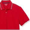 image:imageAmazon Essentials Mens SlimFit Cotton Pique Polo Shirt Short Sleeve CollaredRed Thin Stripe