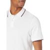 image:imageAmazon Essentials Mens SlimFit Cotton Pique Polo Shirt Short Sleeve CollaredWhite Thin Stripe