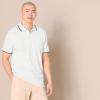 image:imageAmazon Essentials Mens SlimFit Cotton Pique Polo Shirt Short Sleeve CollaredWhite Thin Stripe