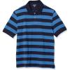 image:imageAmazon Essentials Mens RegularFit Short Sleeve Cotton Pique Polo Shirt Available in Big amp TallBlack Blue Stripe