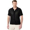 image:imageAmazon Essentials Mens RelaxedFit Short Sleeve ButtonDown Resort Knit Button Down ShirtBlack