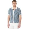 image:imageAmazon Essentials Mens RelaxedFit Short Sleeve ButtonDown Resort Knit Button Down ShirtDark Blue Stripe Knit