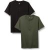 image:imageAmazon Essentials Mens ShortSleeve Cotton Henley TShirt Pack of 2BlackOlive