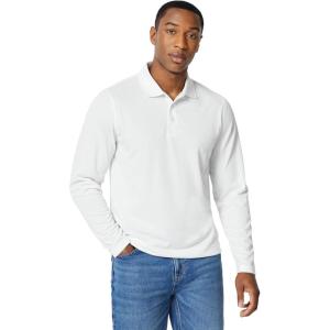 image:imageAmazon Essentials Mens Regular Fit Long Sleeve Quick Dry Golf Polo ShirtWhite