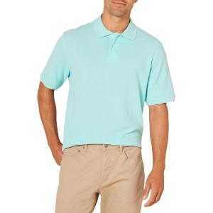 image:imageAmazon Essentials Mens RegularFit Short Sleeve Cotton Pique Polo Shirt Available in Big amp TallAqua Blue