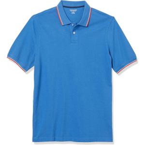 image:imageAmazon Essentials Mens RegularFit Short Sleeve Cotton Pique Polo Shirt Available in Big amp TallBlueWhite and Red Tipped