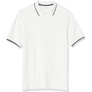 image:imageAmazon Essentials Mens RegularFit Short Sleeve Cotton Pique Polo Shirt Available in Big amp TallWhite Twin Stripe