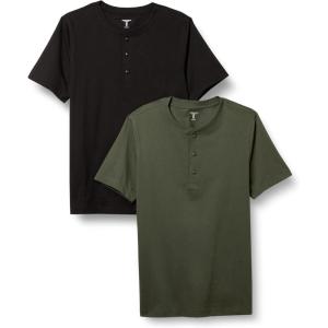 image:imageAmazon Essentials Mens ShortSleeve Cotton Henley TShirt Pack of 2BlackOlive