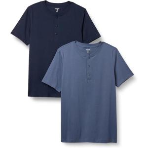 image:imageAmazon Essentials Mens ShortSleeve Cotton Henley TShirt Pack of 2DenimNavy