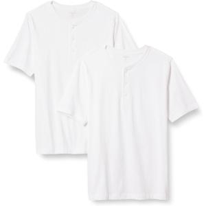 image:imageAmazon Essentials Mens ShortSleeve Cotton Henley TShirt Pack of 2White