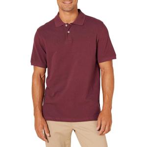 image:imageAmazon Essentials Mens SlimFit Cotton Pique Polo Shirt Short Sleeve CollaredBurgundy