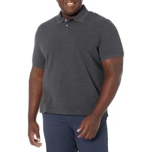 image:imageAmazon Essentials Mens SlimFit Cotton Pique Polo Shirt Short Sleeve CollaredCharcoal Heather