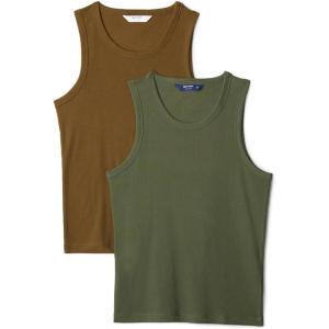 image:imageAmazon Essentials Mens SlimFit Ribbed Tank Pack of 2Dark OliveDeep Brown
