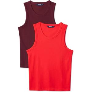 image:imageAmazon Essentials Mens SlimFit Ribbed Tank Pack of 2RedDark Burgundy