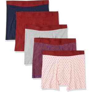 image:imageAmazon Essentials Mens Breathable Cotton Underwear Boxer Briefs TagFreeDark Blue FloralGrey HeatherLight Pink Diamond PrintNavyRed