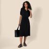 image:imageAmazon Essentials Womens Fit and Flare HalfSleeve Waisted Midi ALine Dress with PocketsBlack