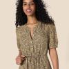 image:imageAmazon Essentials Womens Fit and Flare HalfSleeve Waisted Midi ALine Dress with PocketsBlack Camel Animal Print