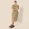 image:imageAmazon Essentials Womens Fit and Flare HalfSleeve Waisted Midi ALine Dress with PocketsBlack Camel Animal Print