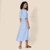 image:imageAmazon Essentials Womens Fit and Flare HalfSleeve Waisted Midi ALine Dress with PocketsBlue White French Stripe