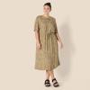 image:imageAmazon Essentials Womens Fit and Flare HalfSleeve Waisted Midi ALine Dress with PocketsCamelBlack  Mini Ikat Animal