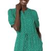 image:imageAmazon Essentials Womens Fit and Flare HalfSleeve Waisted Midi ALine Dress with PocketsGreen Vine Leaf Print