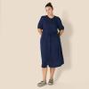 image:imageAmazon Essentials Womens Fit and Flare HalfSleeve Waisted Midi ALine Dress with PocketsNavy