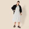 image:imageAmazon Essentials Womens Fit and Flare HalfSleeve Waisted Midi ALine Dress with PocketsOff White Micro Confetti Print