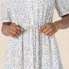image:imageAmazon Essentials Womens Fit and Flare HalfSleeve Waisted Midi ALine Dress with PocketsOff White Micro Confetti Print