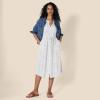 image:imageAmazon Essentials Womens Fit and Flare HalfSleeve Waisted Midi ALine Dress with PocketsOffwhite Confetti Print