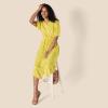 image:imageAmazon Essentials Womens Fit and Flare HalfSleeve Waisted Midi ALine Dress with PocketsWhite Yellow Petal Print
