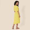 image:imageAmazon Essentials Womens Fit and Flare HalfSleeve Waisted Midi ALine Dress with PocketsWhite Yellow Petal Print