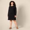 image:imageAmazon Essentials Womens Long Sleeve Crewneck Fleece AboveTheKnee Dress with Ribbed DetailBlack