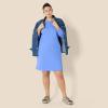 image:imageAmazon Essentials Womens Long Sleeve Crewneck Fleece AboveTheKnee Dress with Ribbed DetailBlue Heather