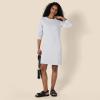 image:imageAmazon Essentials Womens Long Sleeve Crewneck Fleece AboveTheKnee Dress with Ribbed DetailLight Grey Heather