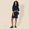 image:imageAmazon Essentials Womens Long Sleeve Crewneck Fleece AboveTheKnee Dress with Ribbed DetailNavy