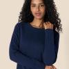 image:imageAmazon Essentials Womens Long Sleeve Crewneck Fleece AboveTheKnee Dress with Ribbed DetailNavy