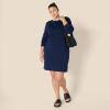 image:imageAmazon Essentials Womens Long Sleeve Crewneck Fleece AboveTheKnee Dress with Ribbed DetailNavy